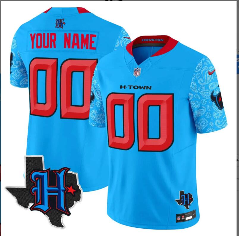 Men 2024 Nike NFL Houston Texans 2024 Texas Patch Vapor Limited Custom Jersey V4->customized nfl jersey->Custom Jersey